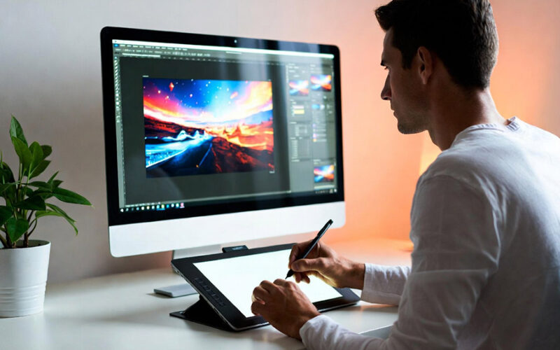Designer graphique tablette bureau studio création