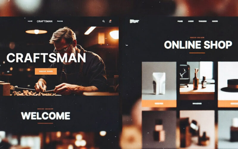 Comparaison site vitrine artisan et boutique e-commerce sur fond sombre