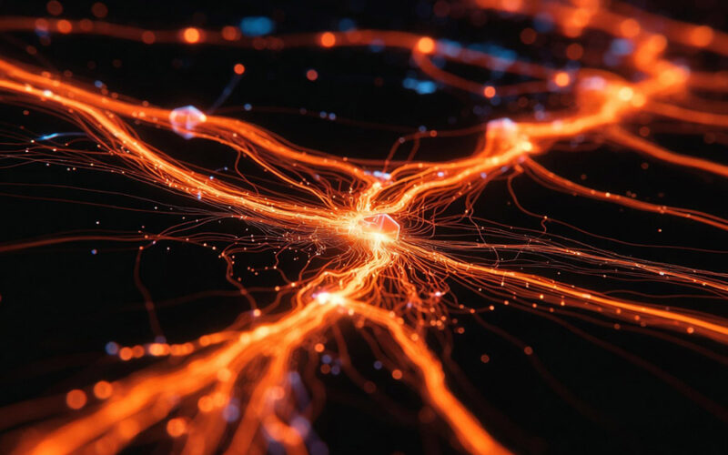 Réseau IA flux de données abstrait lumineux