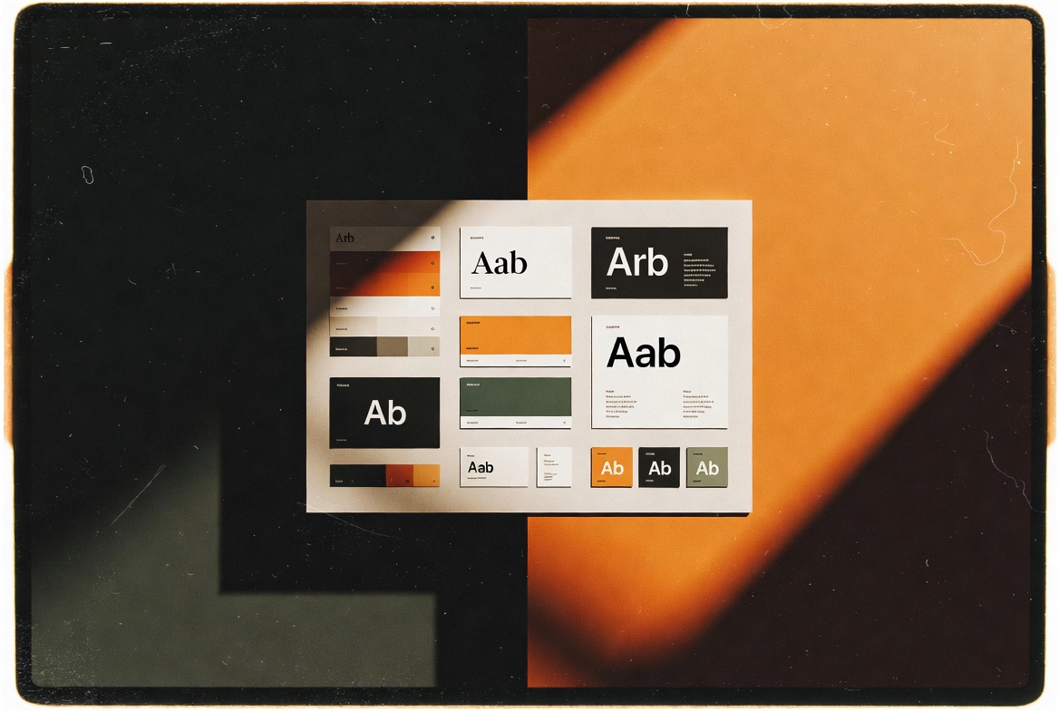 Planche de style graphique avec palette de couleurs et typographies pour une identité de marque